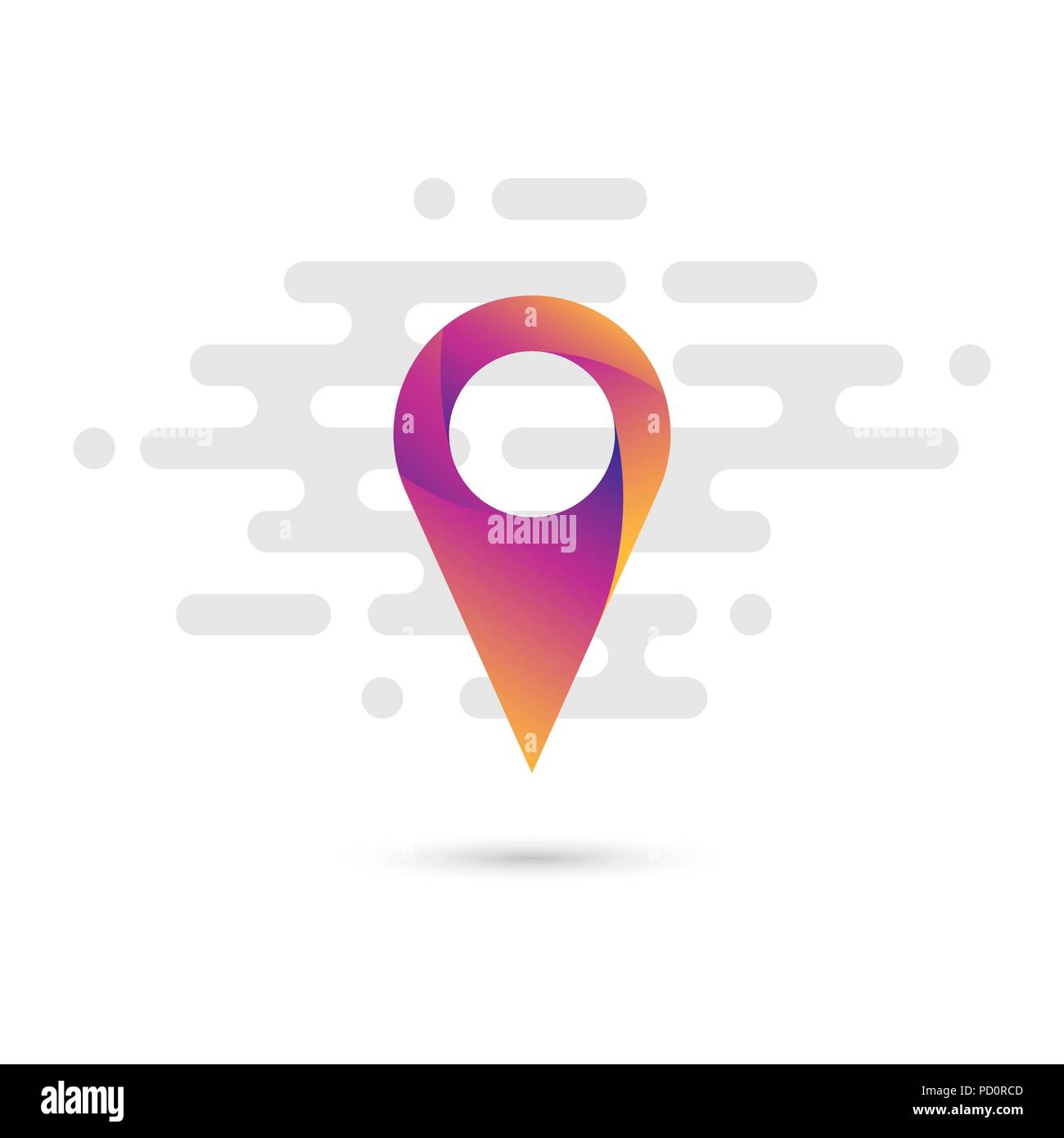 Map pointer flat icon with a colorful gradient and a simple linear background. Vector EPS 10 Stock Vector