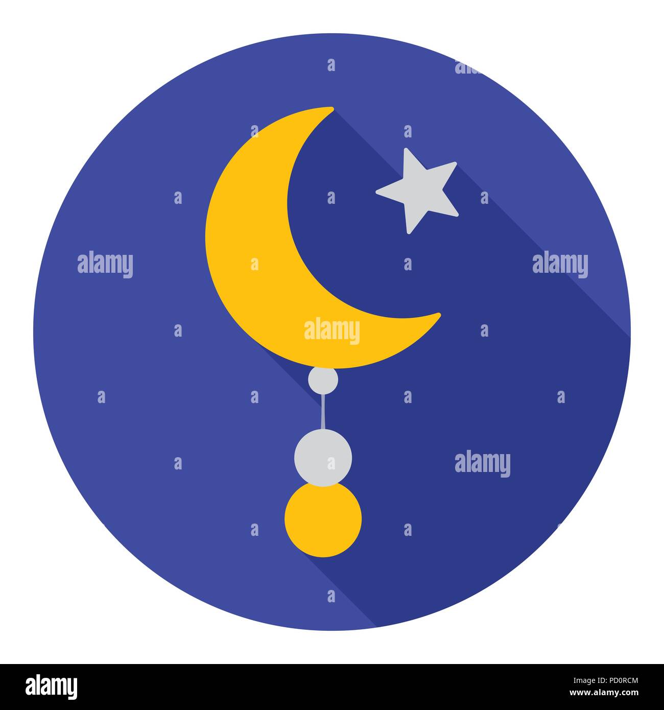 Crescent and Star icon in flat style isolated on white background ...
