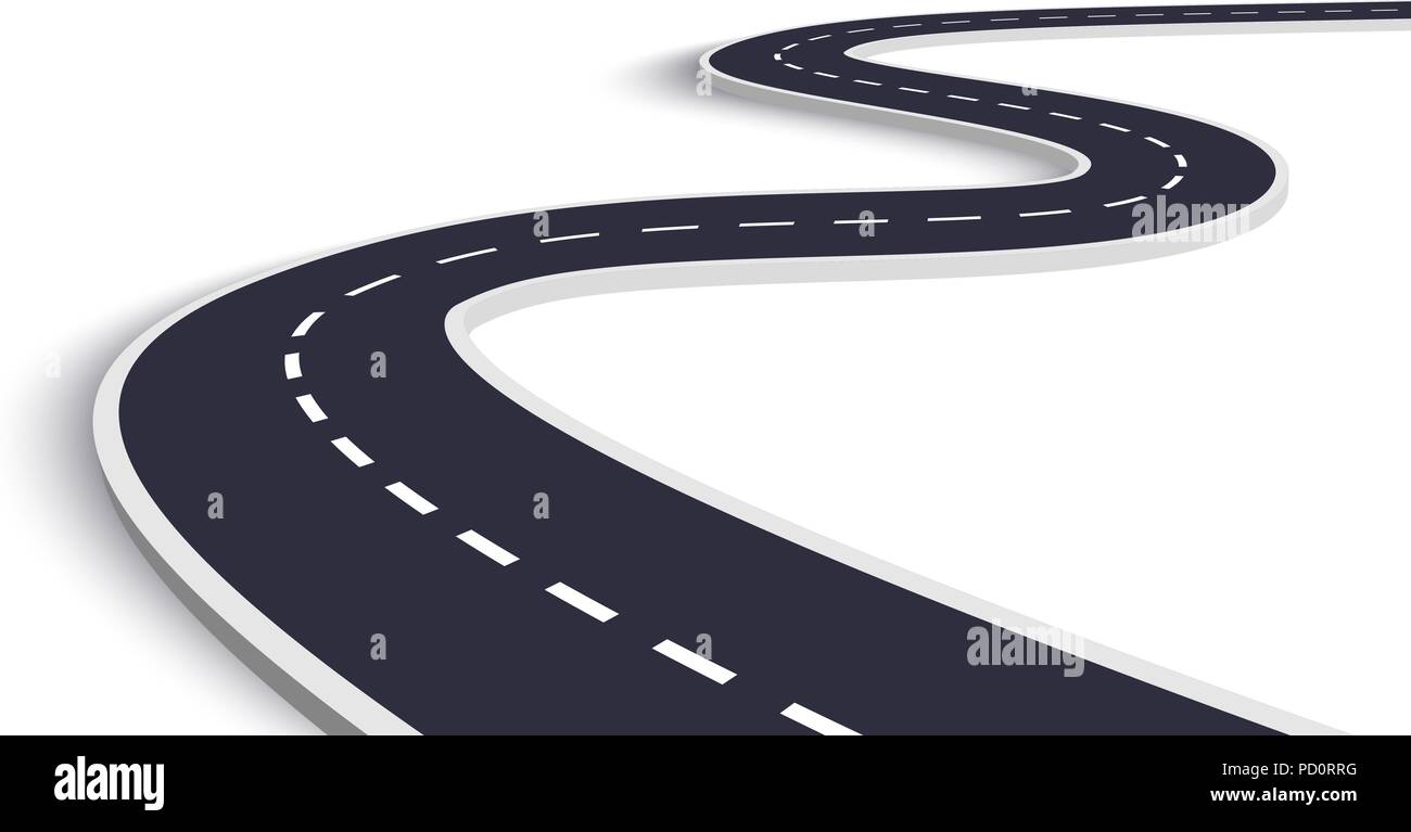 Winding Road on a White Isolated Background. Road way location ...