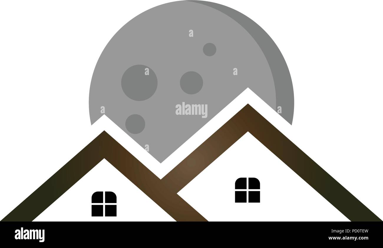 Full moon with real estate logo template Stock Vector Image & Art Alamy