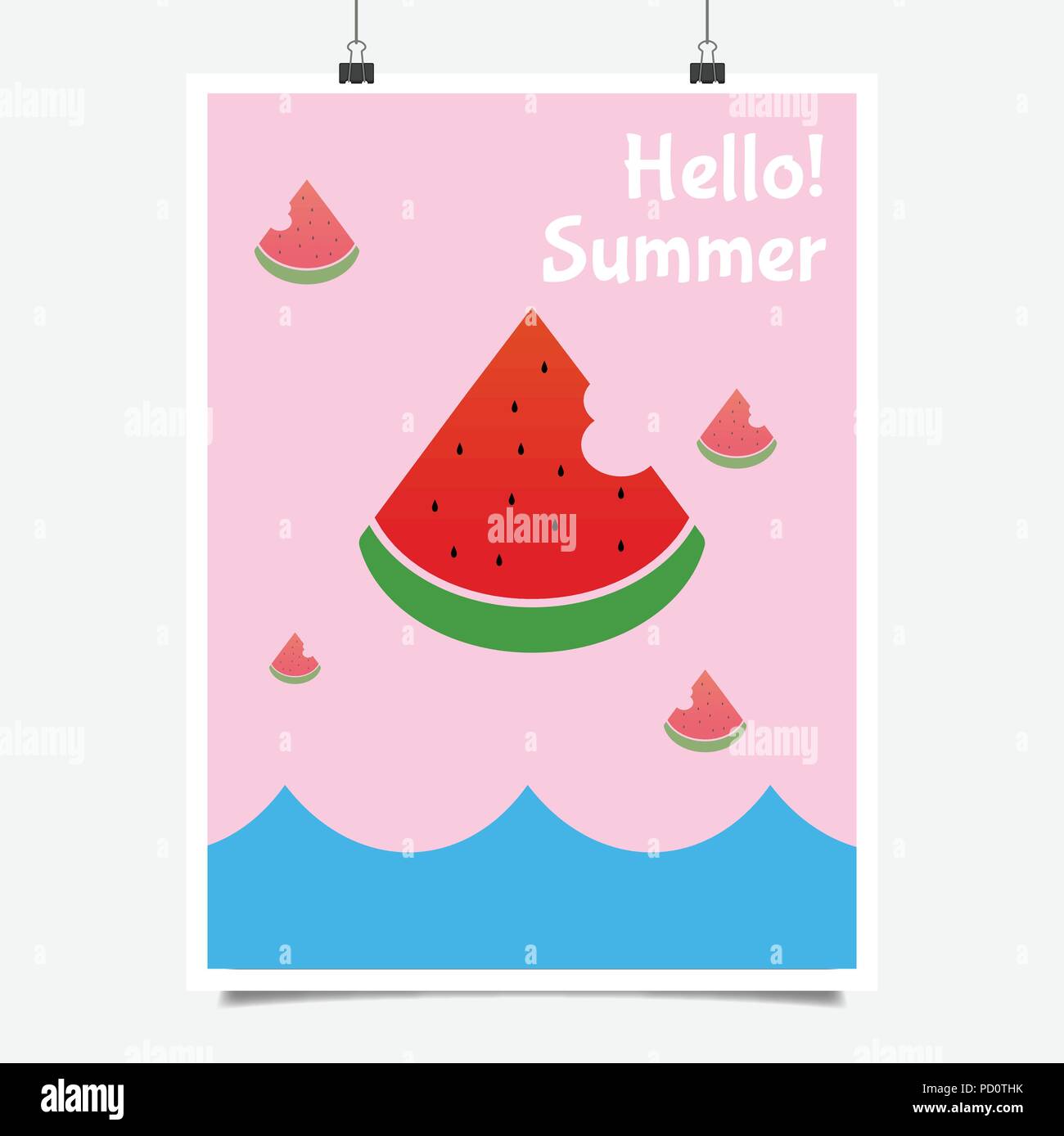 Hello summer flat poster illustration Stock Vector Image & Art - Alamy