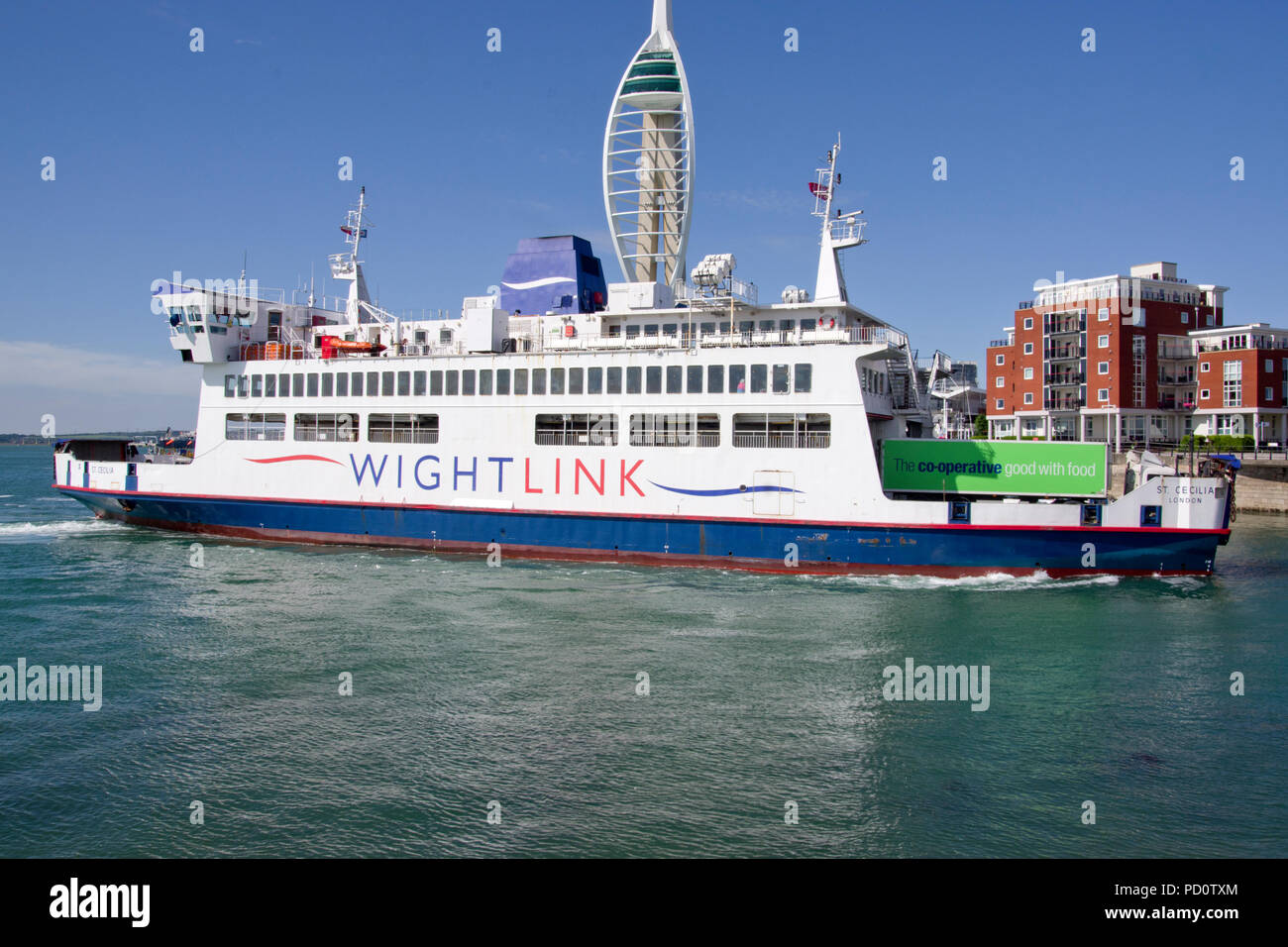 Isle of Wight ferry leaving Portsmouth Stock Photo