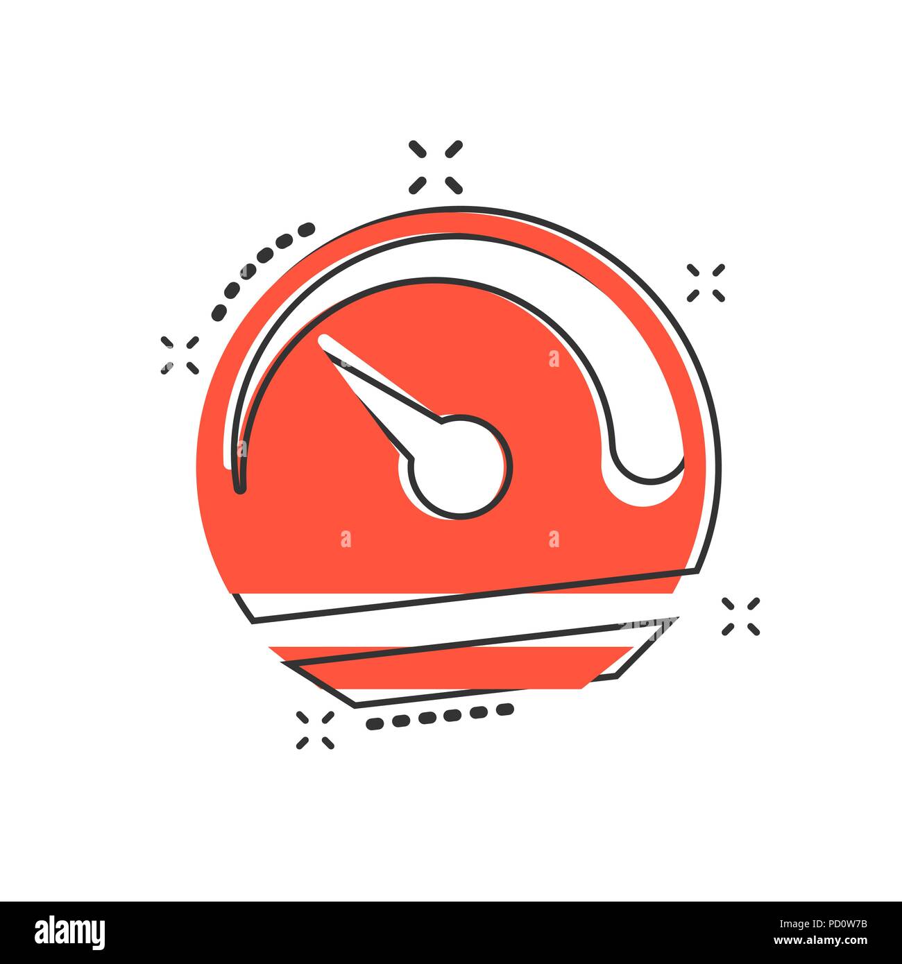 Vector cartoon dashboard icon in comic style. Level meter sign ...