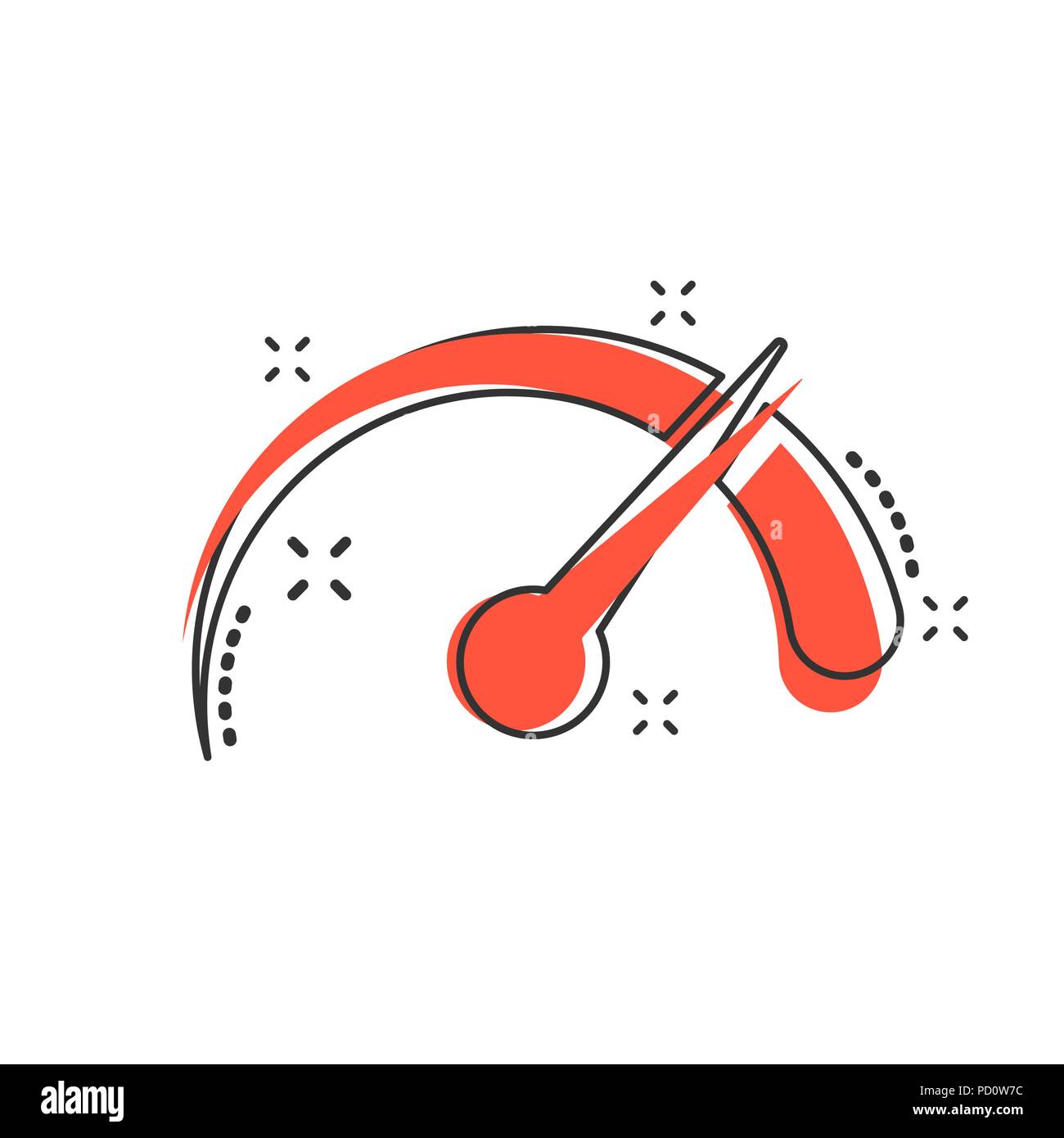 Vector cartoon dashboard icon in comic style. Level meter sign ...