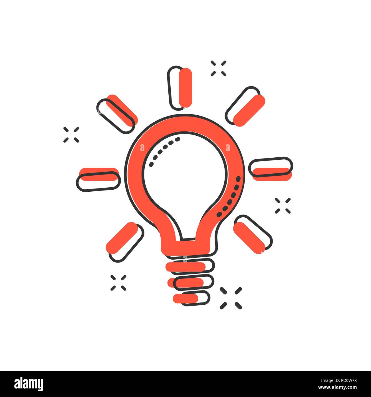 Vector cartoon light bulb icon in comic style. Electric lamp sign  illustration pictogram. Idea lightbulb business splash effect concept Stock  Vector Image & Art - Alamy