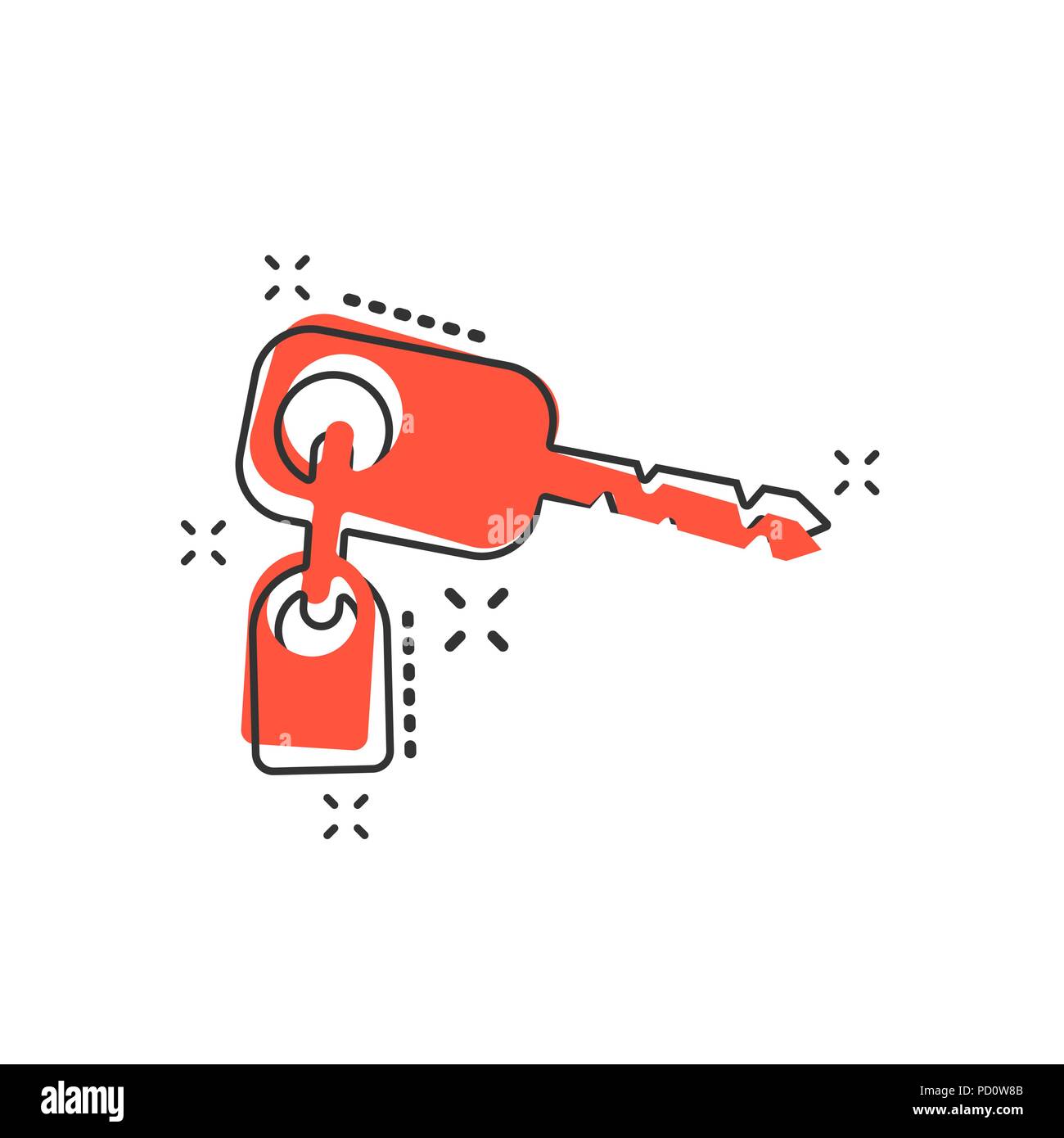 Vector Cartoon Key Icon In Comic Style Secret Keyword Sign