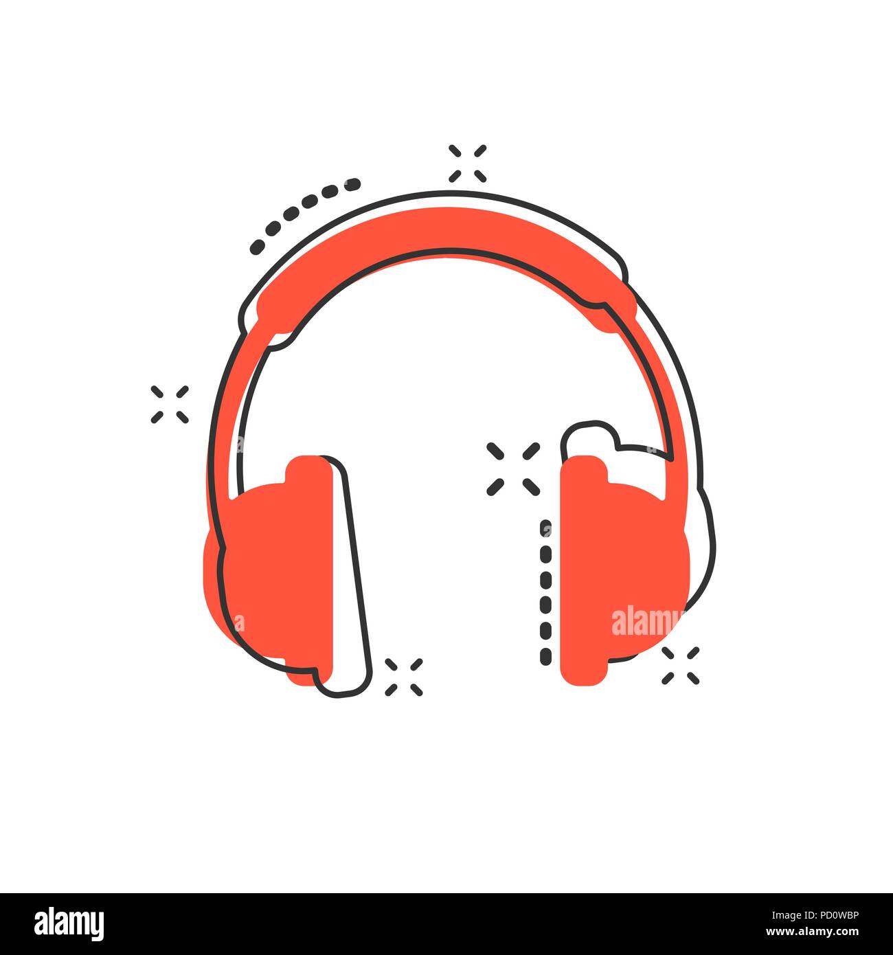 Vector cartoon headphone icon in comic style. Earphone headset sign