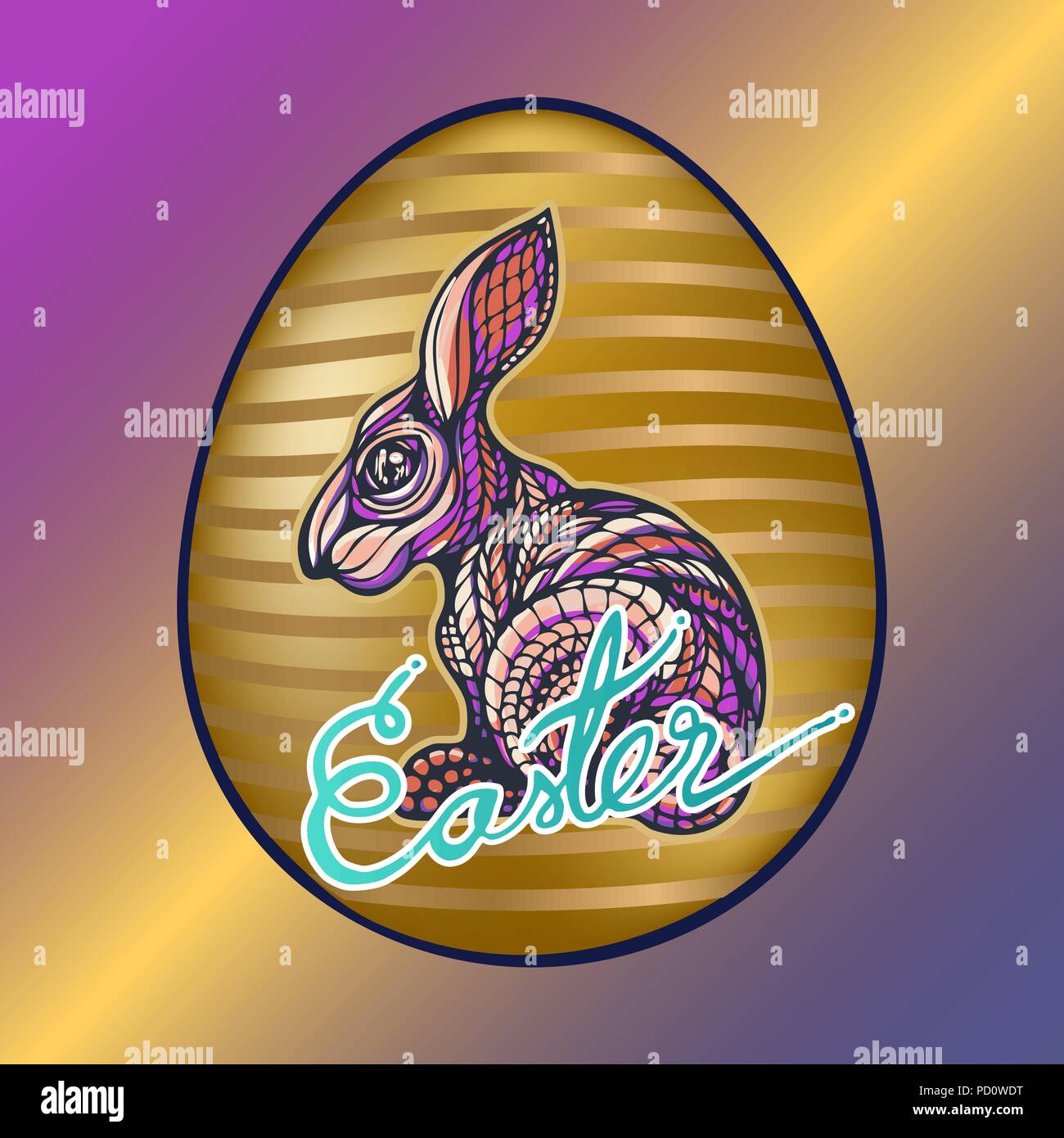 Easter card with bunny rabbit. Vector illustration Stock Vector Image ...