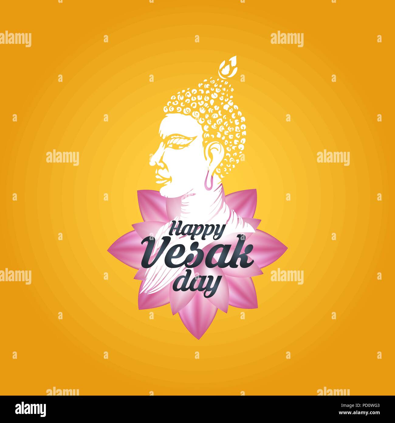 Illustration Of Happy vesak Day Or Buddha Purnima Background, Vector Illustration. Stock Vector