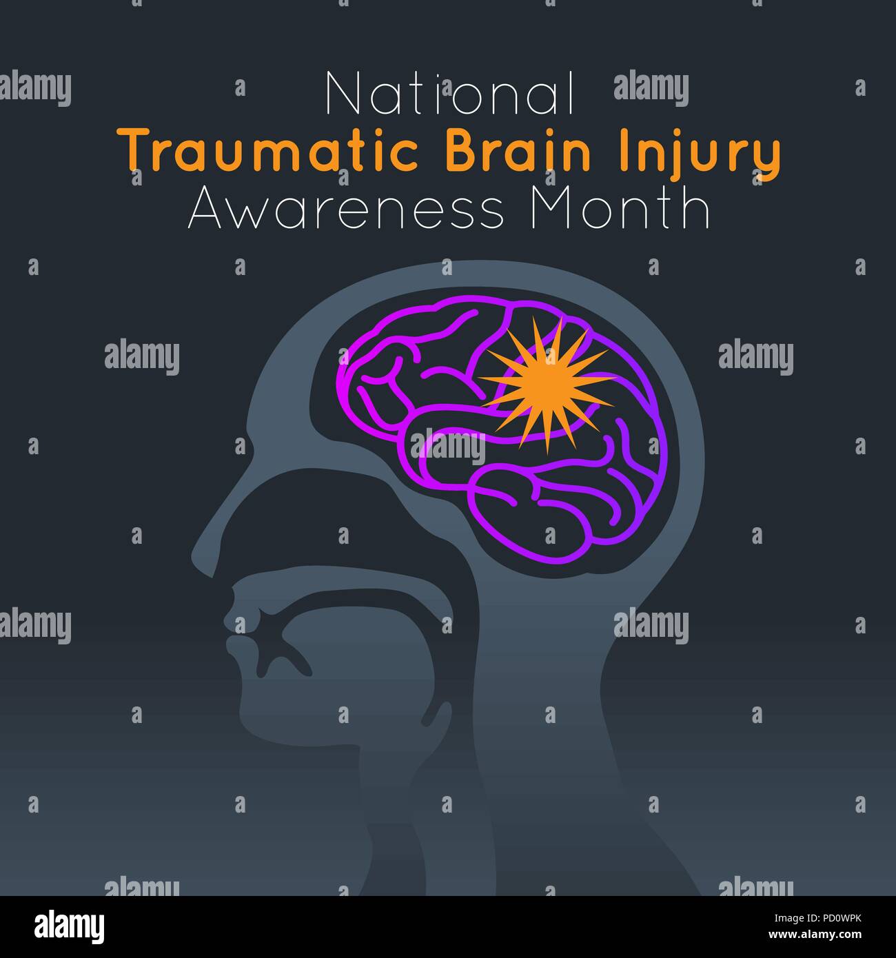 National Traumatic Brain Injury Awareness Month vector logo icon