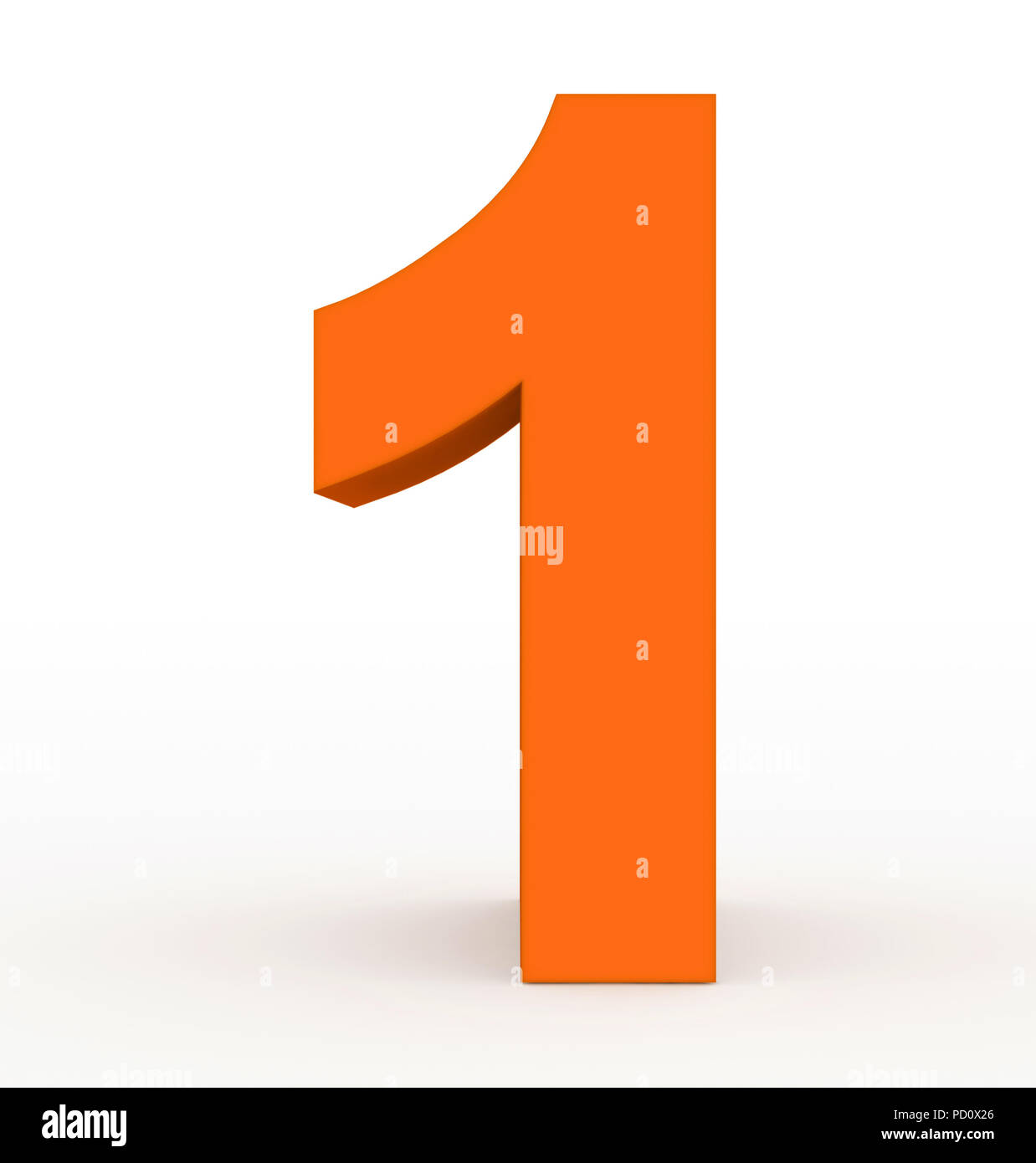 number 1 3d clean orange isolated on white - 3d rendering Stock Photo ...
