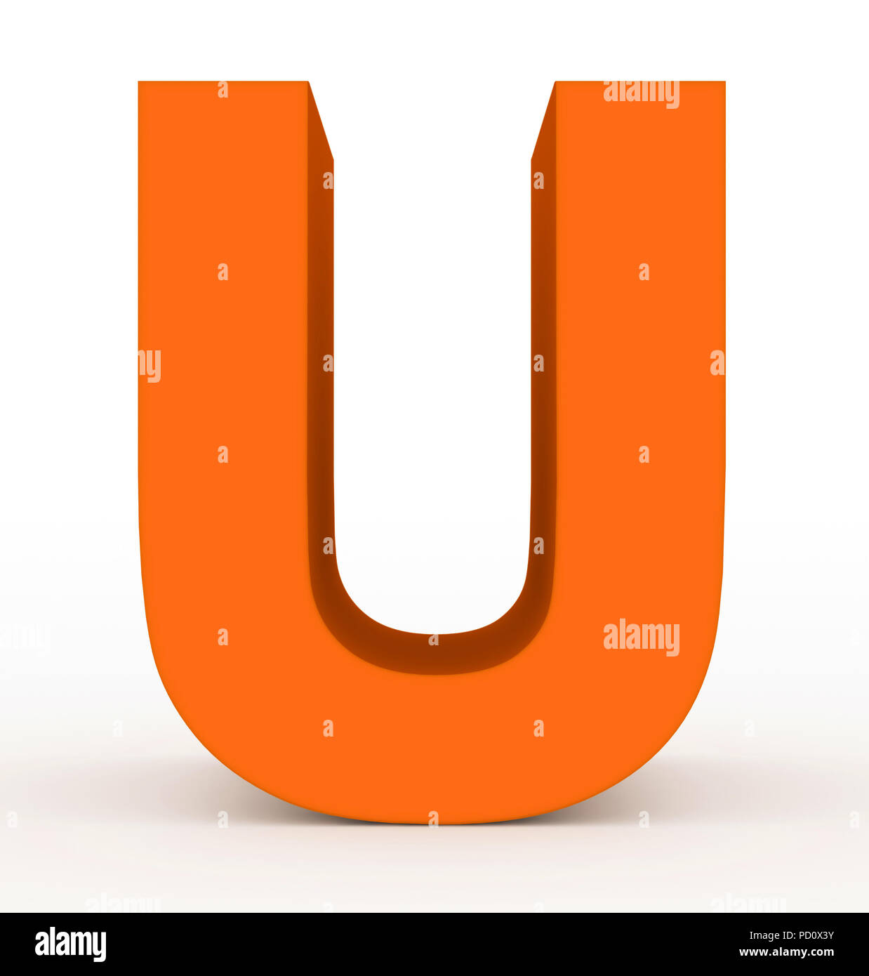 letter U 3d orange isolated on white - 3d rendering Stock Photo