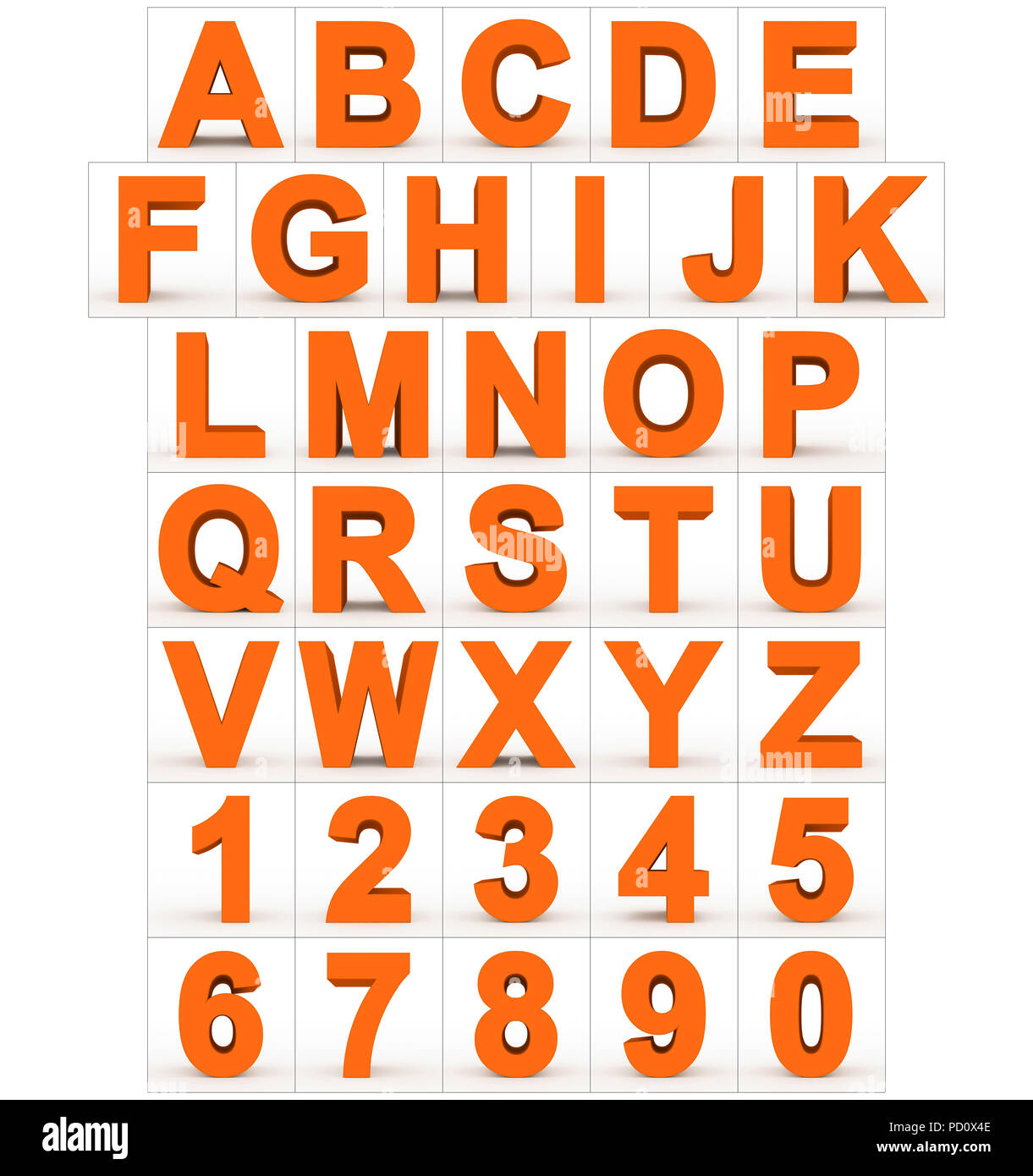 letters and numbers 3d orange isolated on white - 3d rendering Stock ...