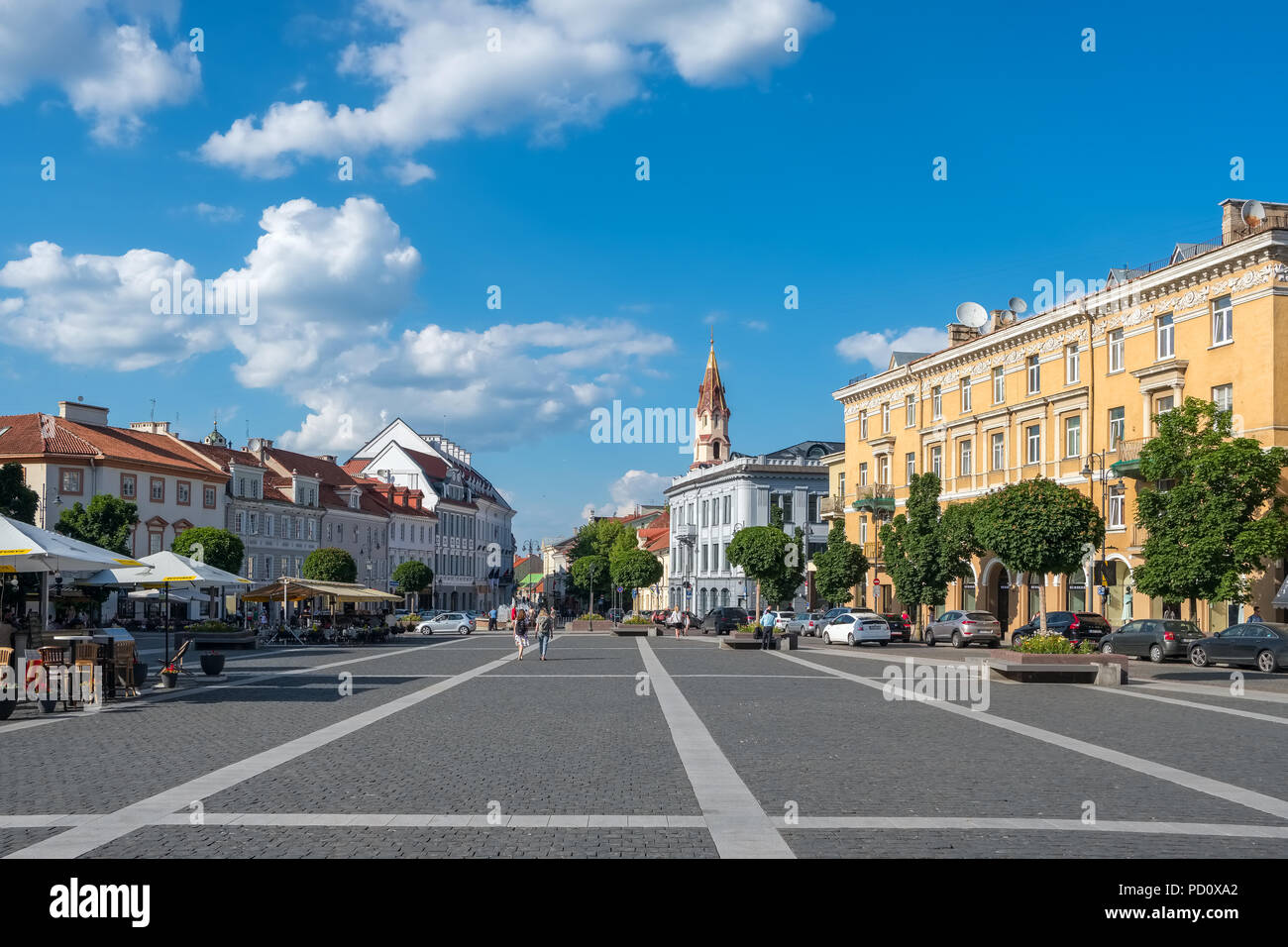 Vilnius, Lithuania - May 28, 2018: The Town Hall Square (Rotuses aikste) in Vilnius, Lithuania Stock Photo