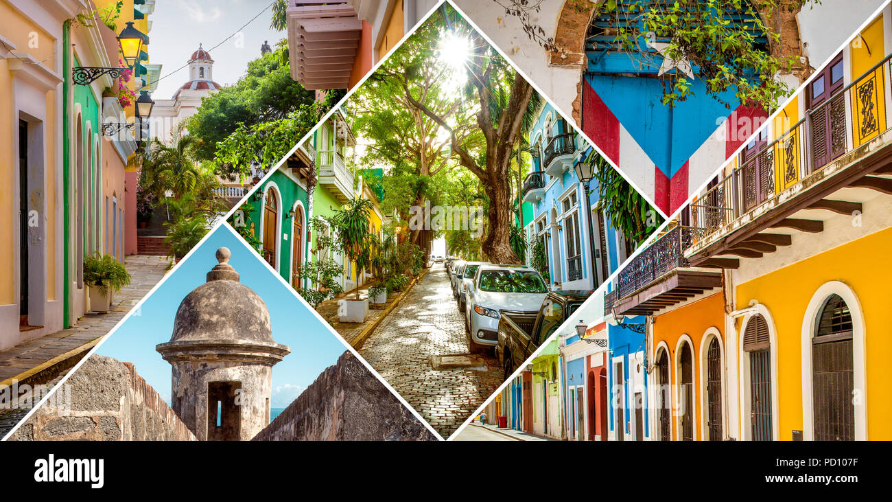 Collage of Old San Juan in Puerto Rico Stock Photo