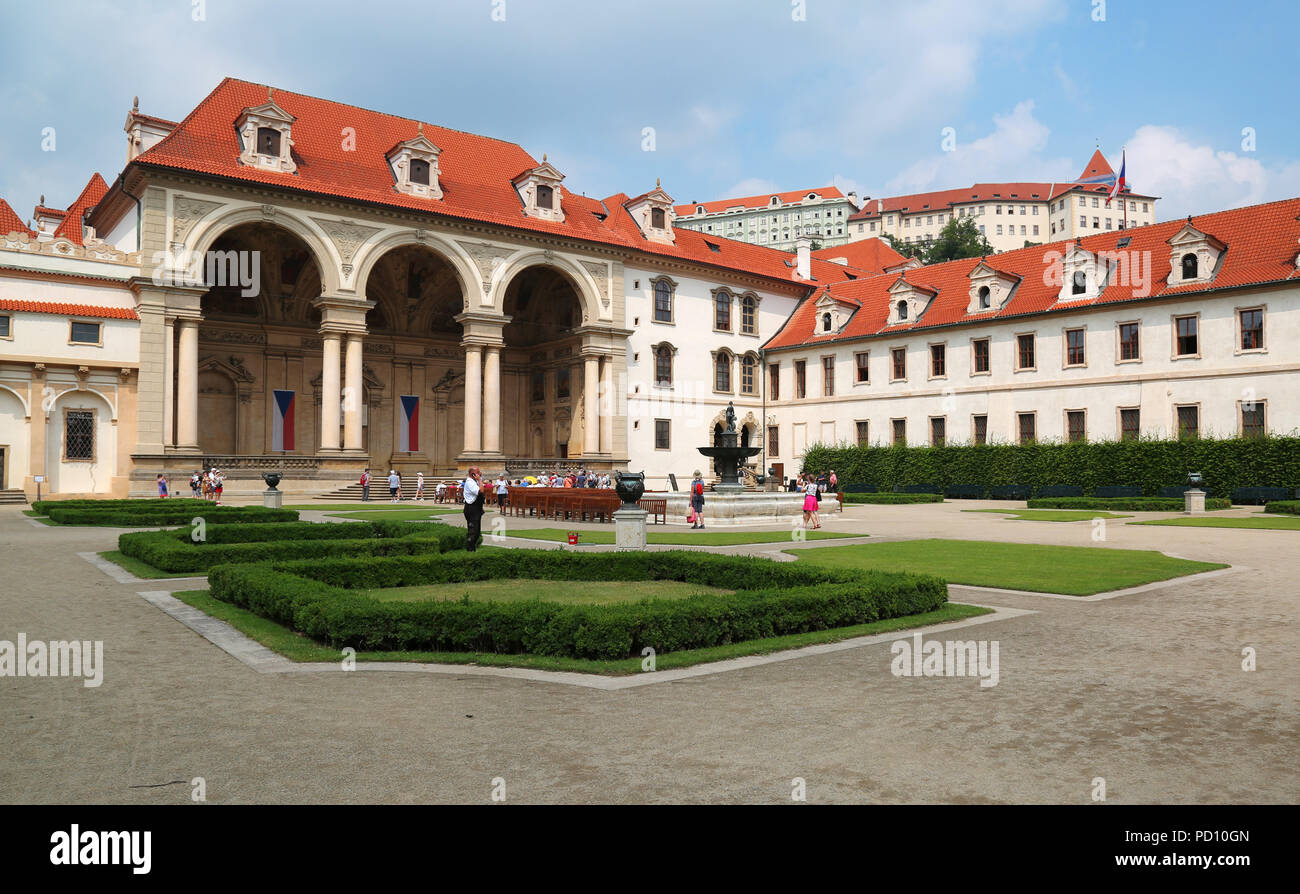 Prague, Jun 11, 2018 - Wallenstein palace in Mala Strana, Prague which now houses the senate of the Czech Republic Stock Photo