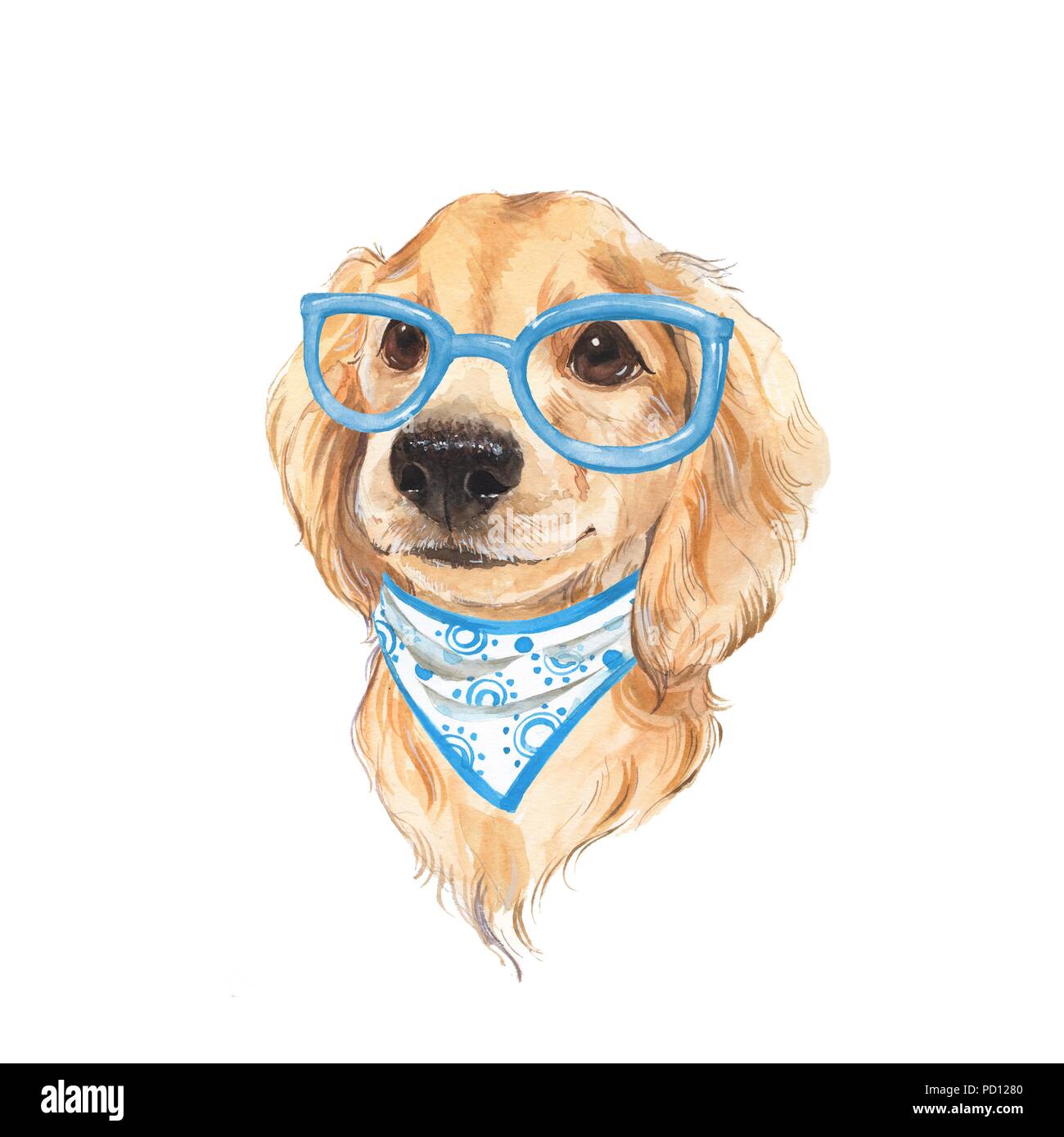 Cute dog sketch. Hand painted. Watercolor illustration Stock Photo ...