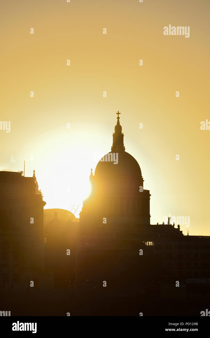 Sunrise over St Pauls cathedral, City of London, United Kingdom Stock Photo