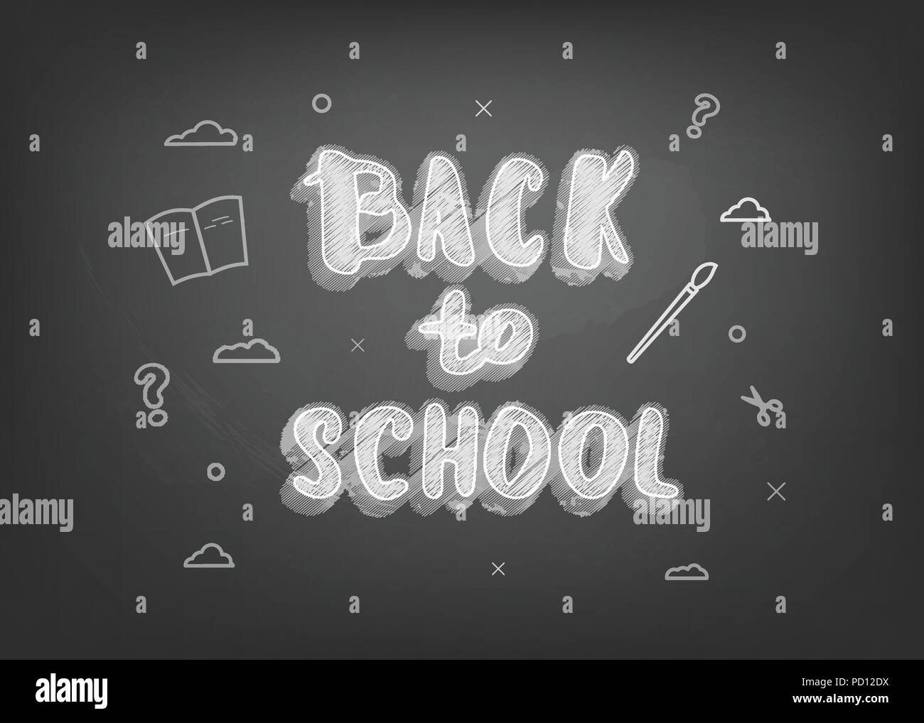 Back to school chalk lettering on blackboard. Template for season ...