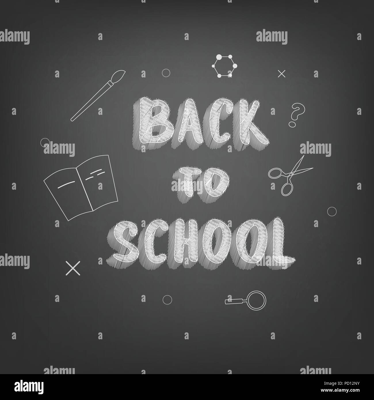 Back to school chalk lettering on blackboard. Template for season ...