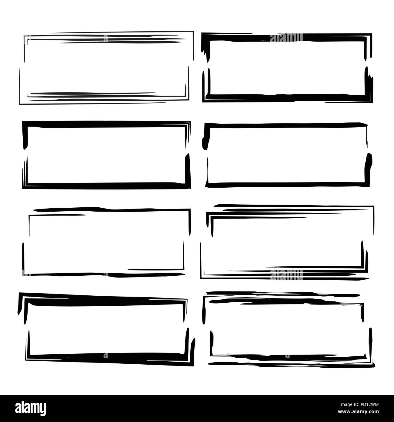 Rectangle Without Edges Set of black rectangle grunge frames. Geometric empty borders. Vector ...