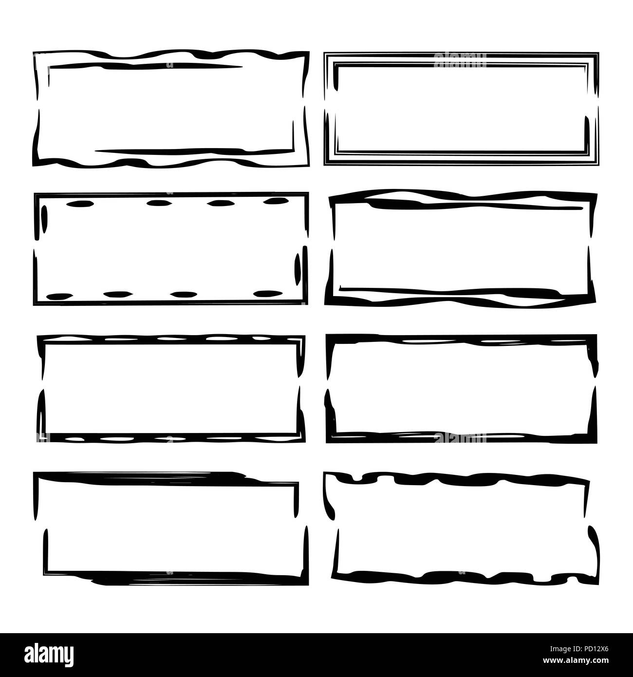 Rectangle Without Edges Set of black rectangle grunge frames. Geometric empty borders. Vector ...