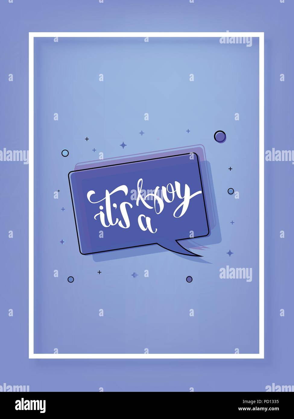 It's a Boy card template. Handwritten lettering. Vector illustration ...