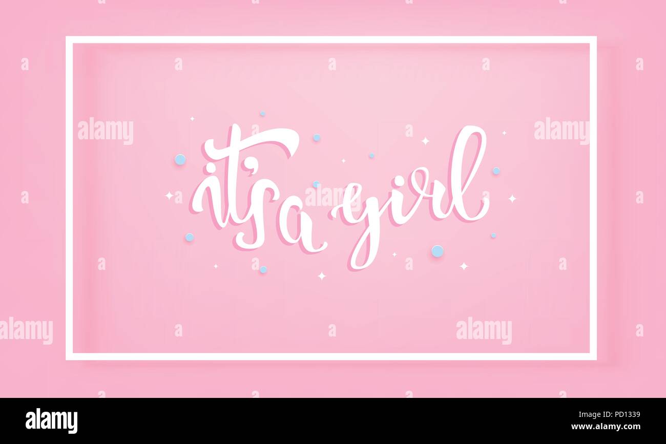 It's a girl postcard template. Handwritten lettering. Vector ...
