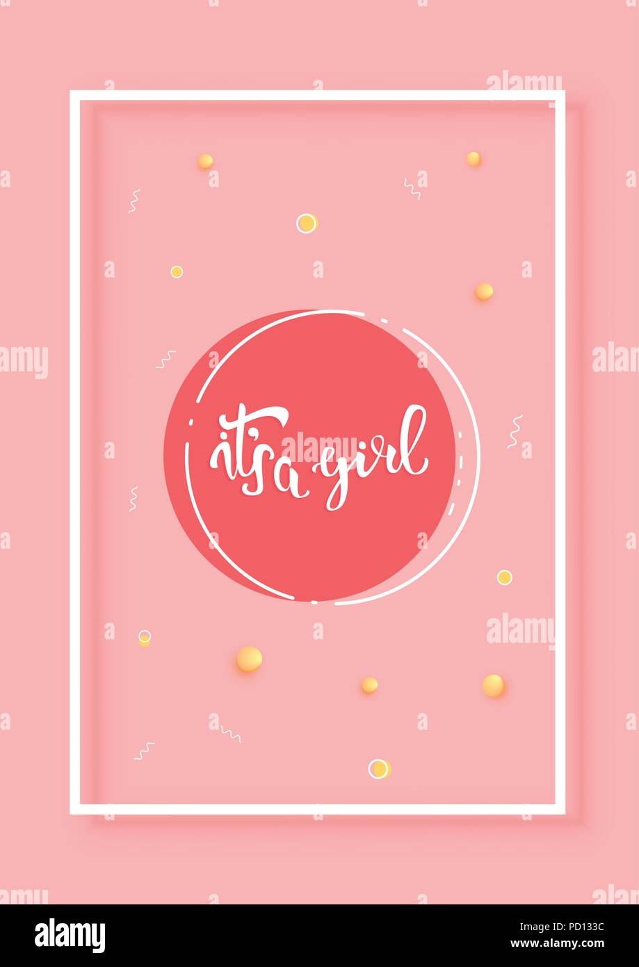It's a girl template. Handwritten lettering. Vector illustration Stock ...