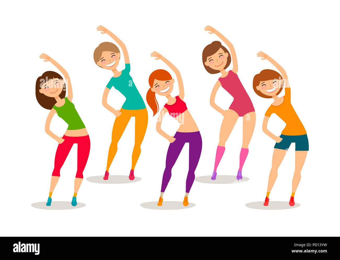 People Engaged In Fitness In Gym Funny Illustration Stock Photo Alamy
