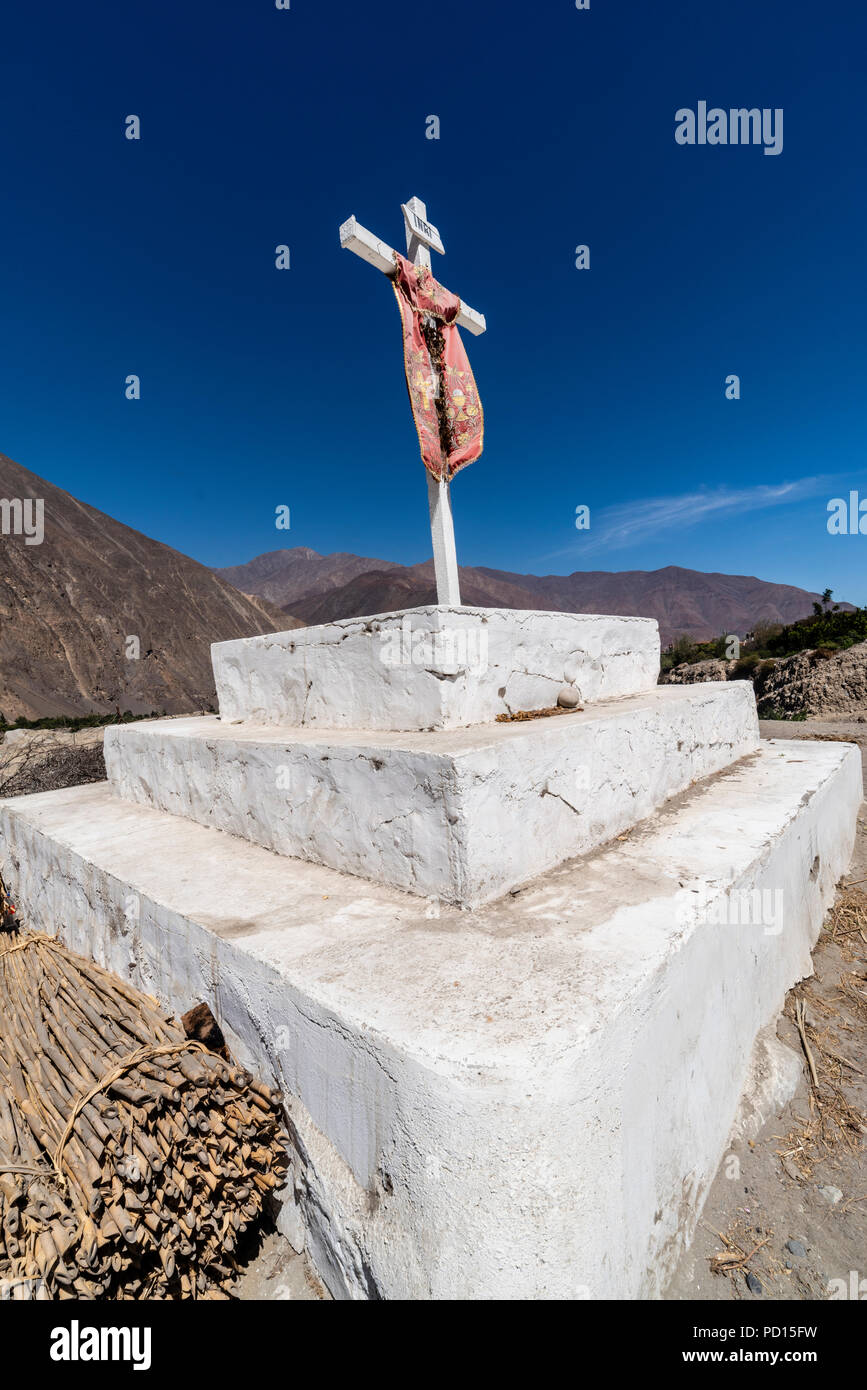 Crossroads in the valley of the Cañete river, Andes mountains,Lima