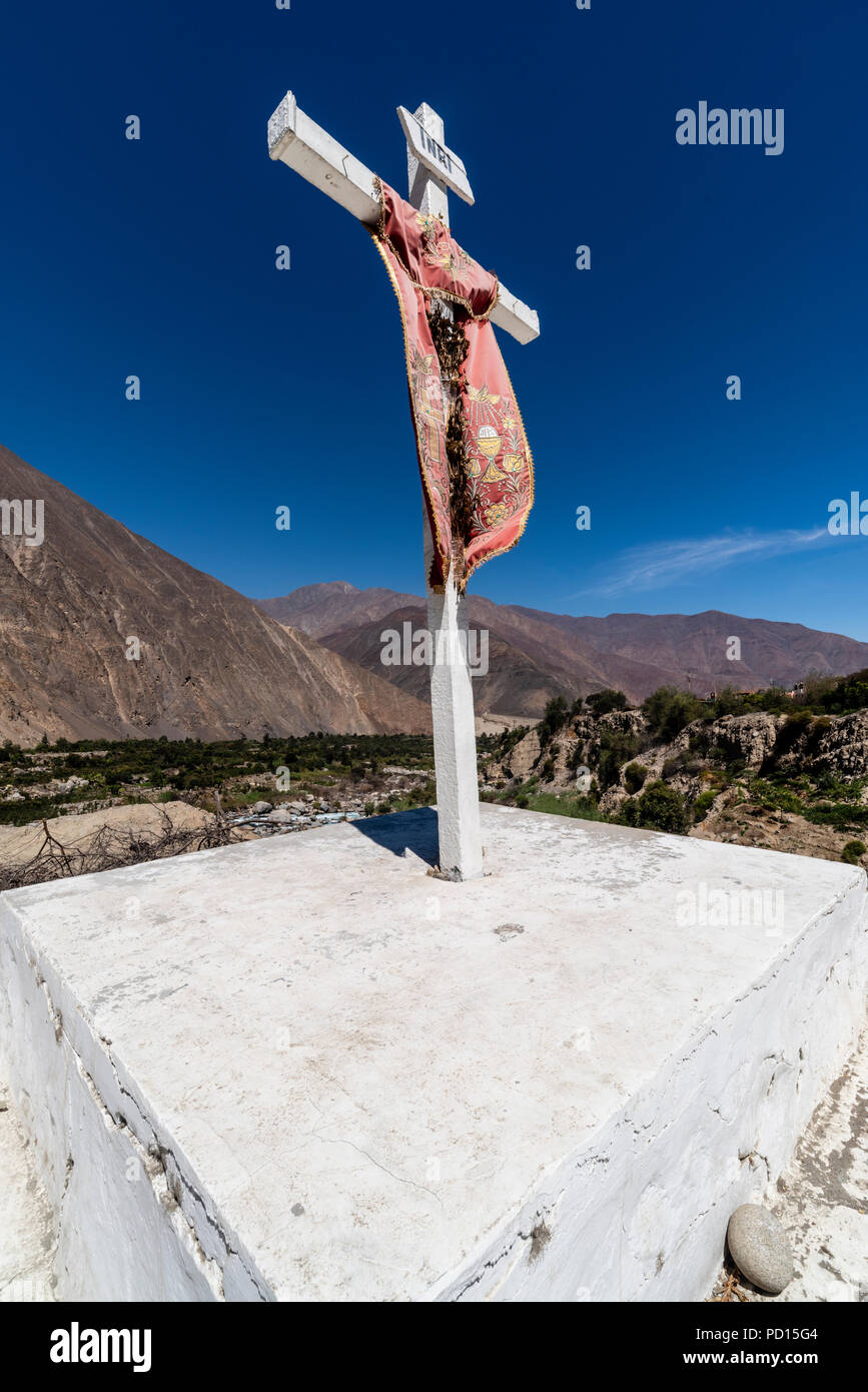 Crossroads in the valley of the Cañete river, Andes mountains,Lima