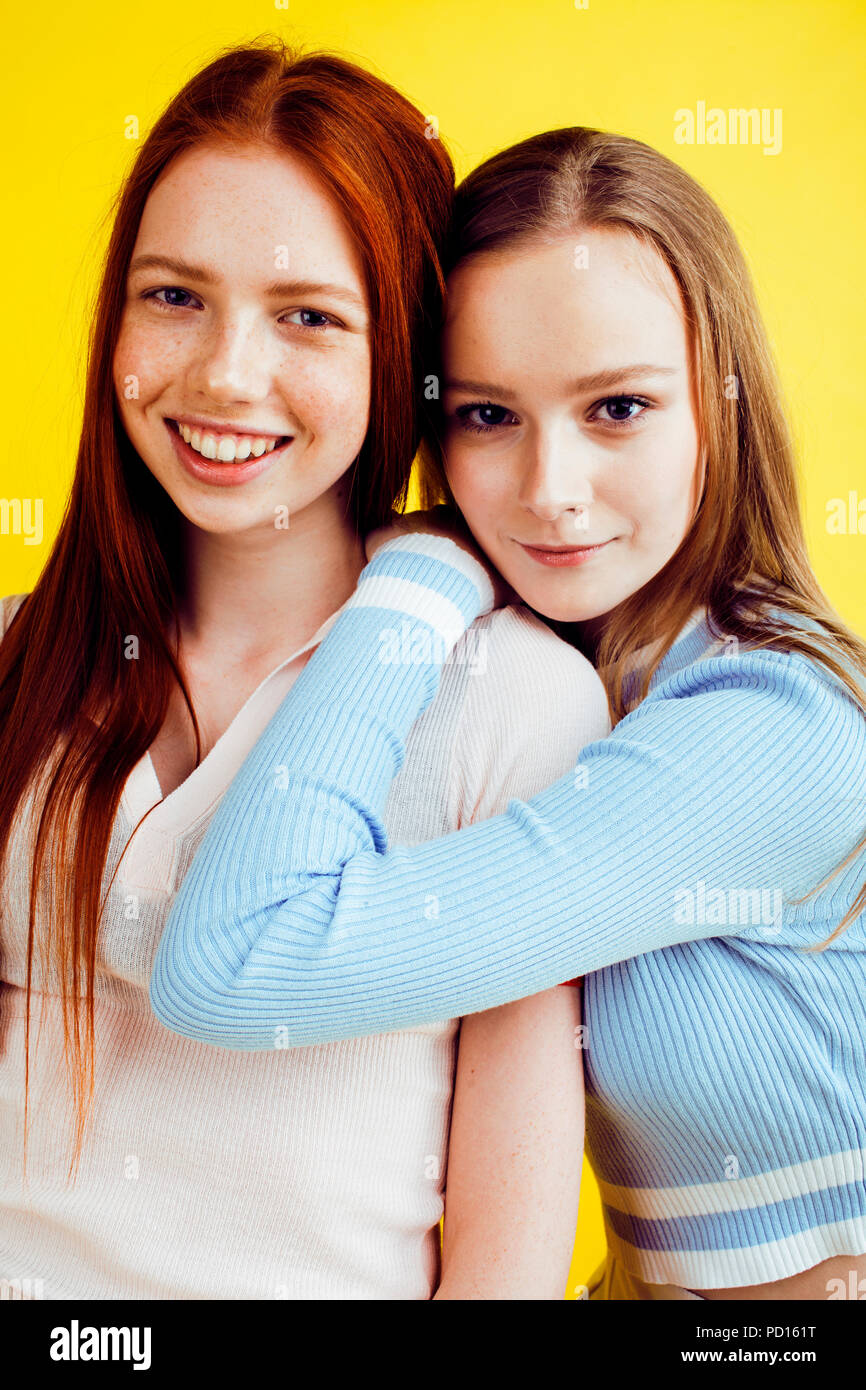 lifestyle people concept: two pretty young school teenage girls Stock ...