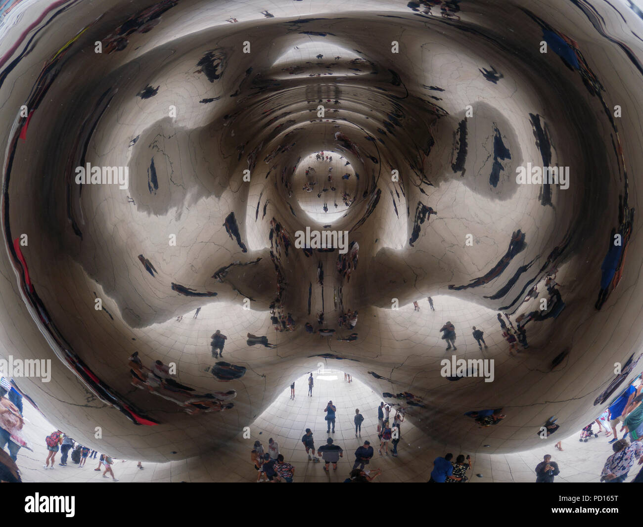 Cloud Gate reflections. Millennium Park, Chicago, Illinois Stock Photo