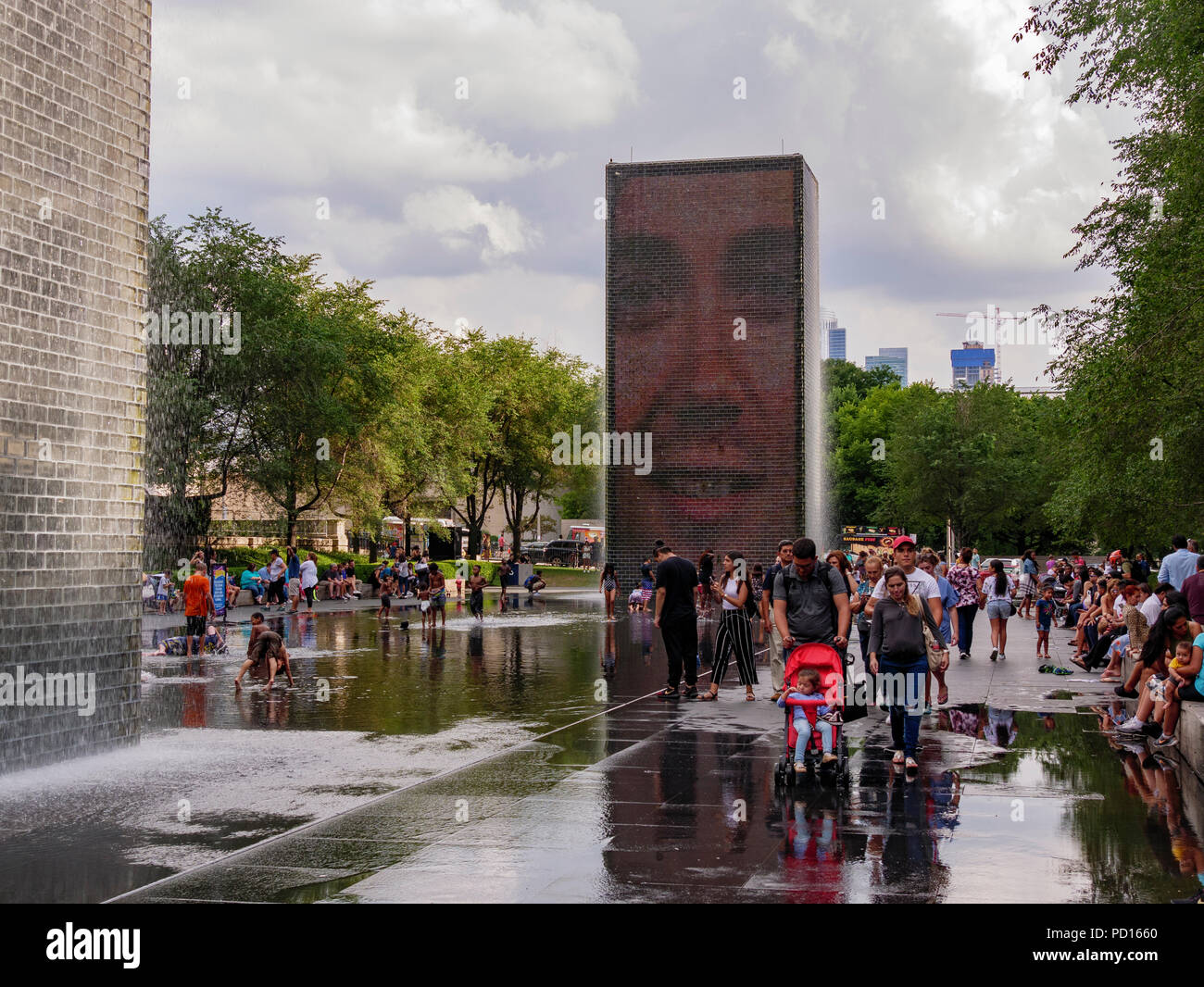 Crown Fountain, Millennium Park, Chicago, Illinois. Stock Photo