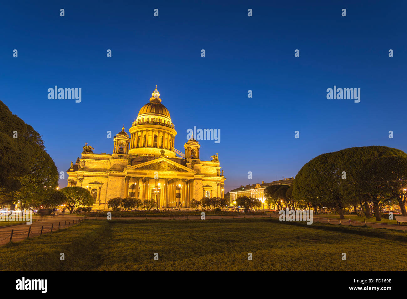 Saint Petersburg night city skyline at Saint Isaac Cathedral, Saint Petersburg, Russia Stock Photo