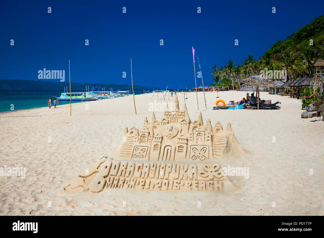 Boracay Philippines March 21 2016 Sand Tower Castle At Puka Beach On March 21 2017 Boracay