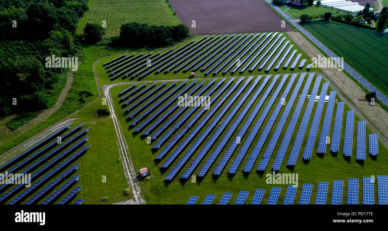 Solar panels in aerial view Stock Photo - Alamy