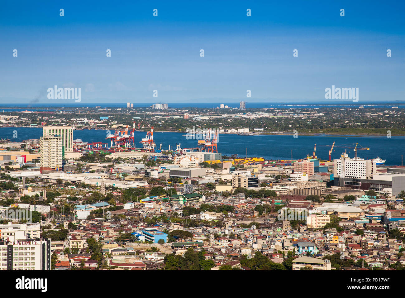 Panorama of Cebu city. Philippines. Cebu is the Philippines second most significant metropolitan centre and main domestic shipping port. Stock Photo