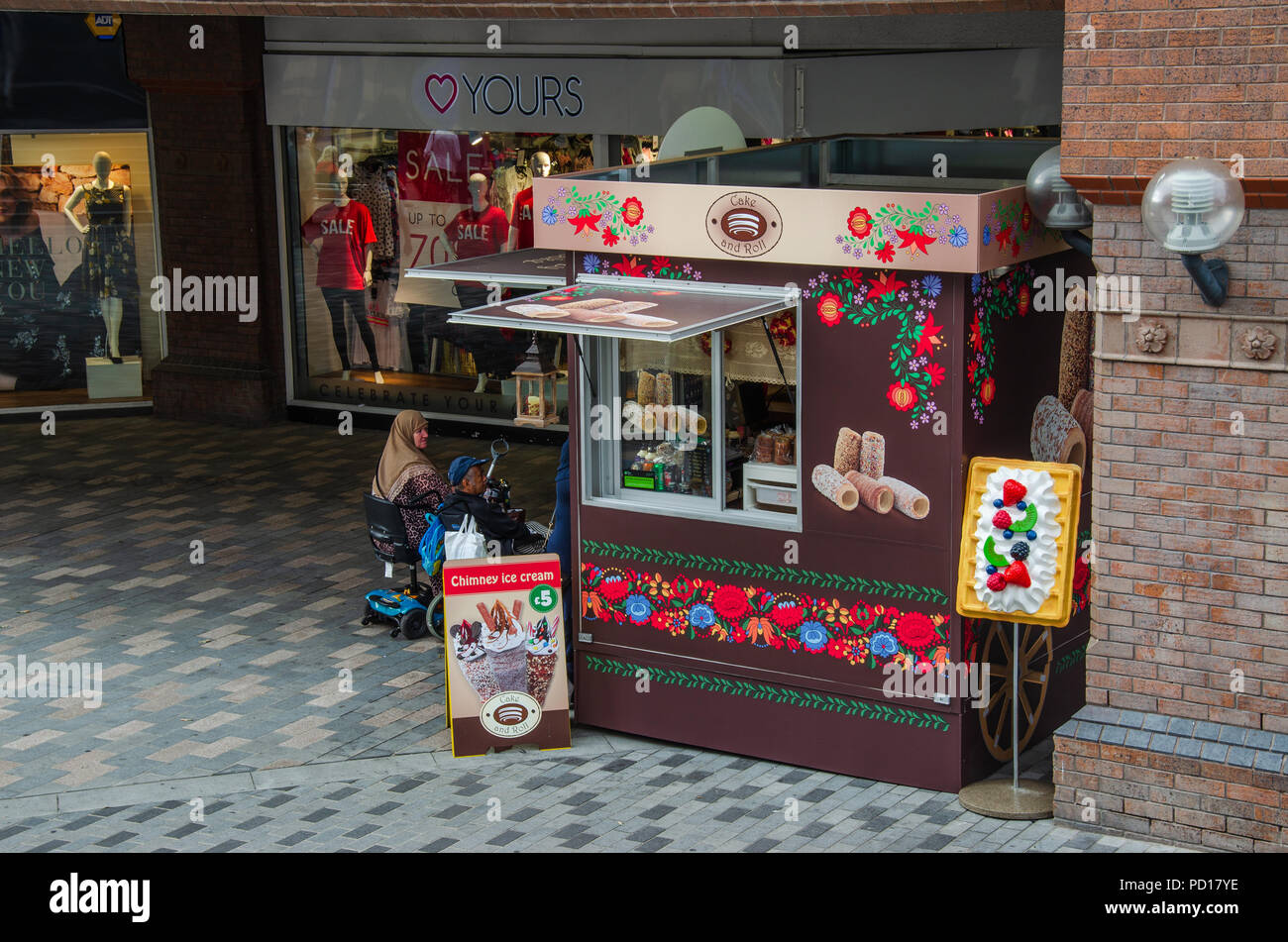 Liverpool, UK Aug 3, 2018 A cabin in Liverpool city centre sells ice