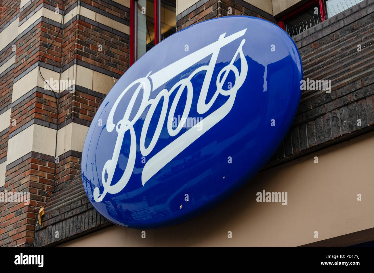 Liverpool, UK: Aug 3, 2018: Boots is a chain of pharmacy stores in the ...