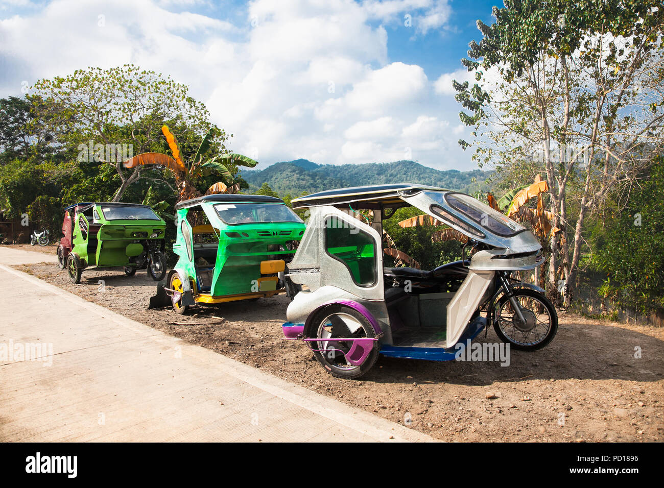 PALAWAN, PHILIPPINES- MARCH 28, 2106: Bontoc is a motorized home made tricycle and used as a local transport to Palawan island on March 28, 2016, Phil Stock Photo