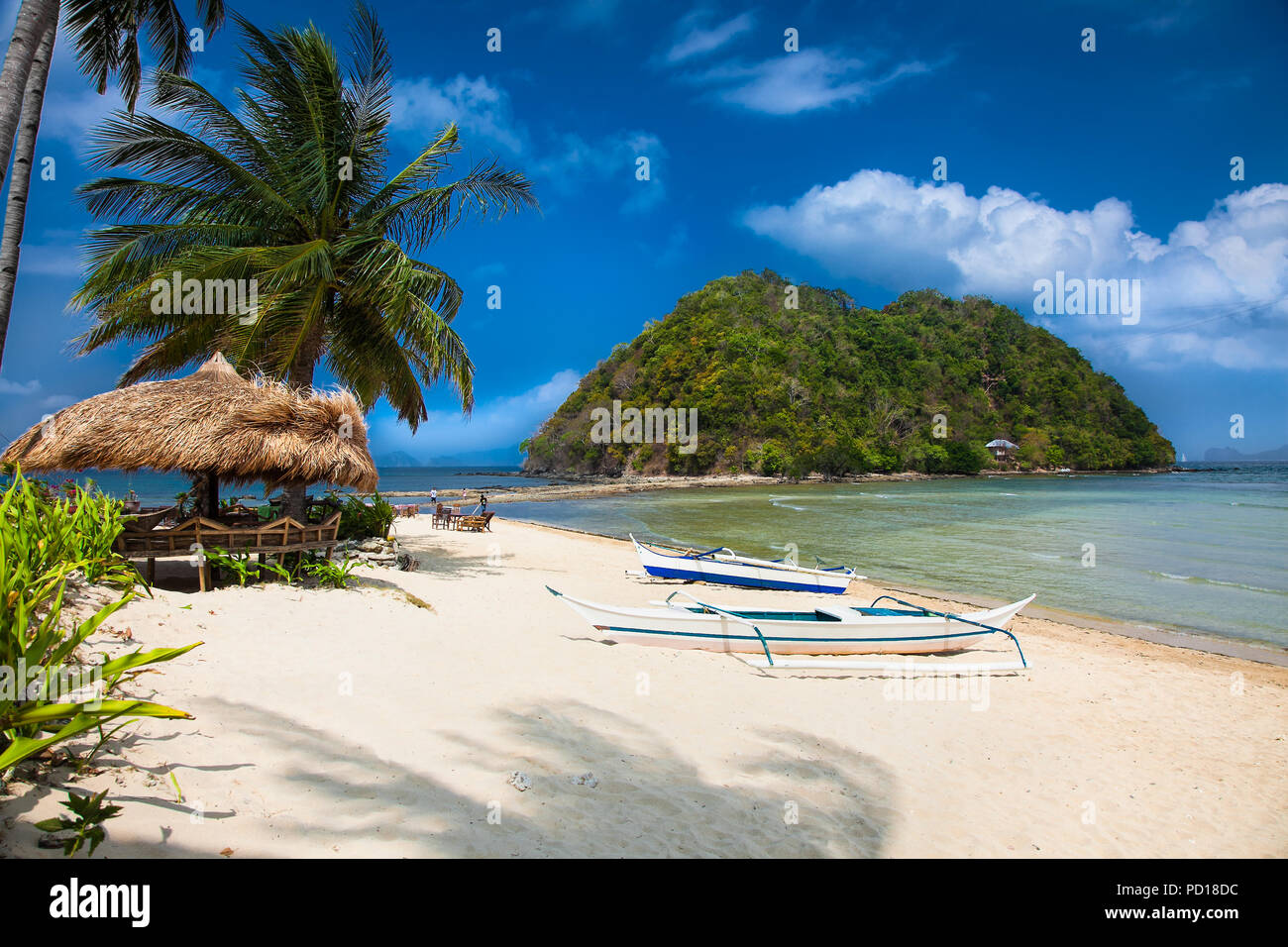 Incredible beauty of Marimegmeg  beach at Palawan island,  Philippines. Stock Photo