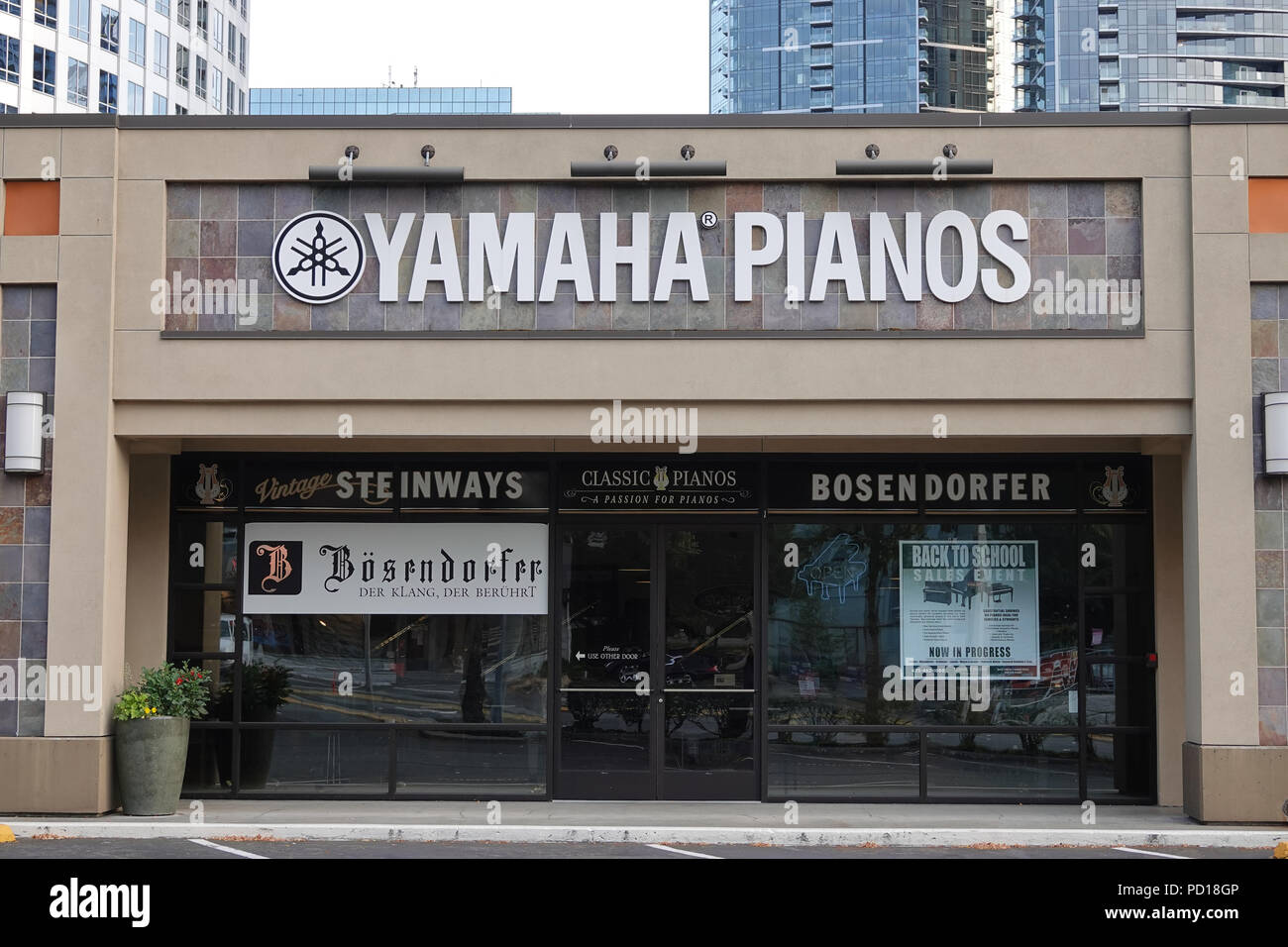 Yamaha Pianos shop in Bellevue, WA, USA Stock Photo