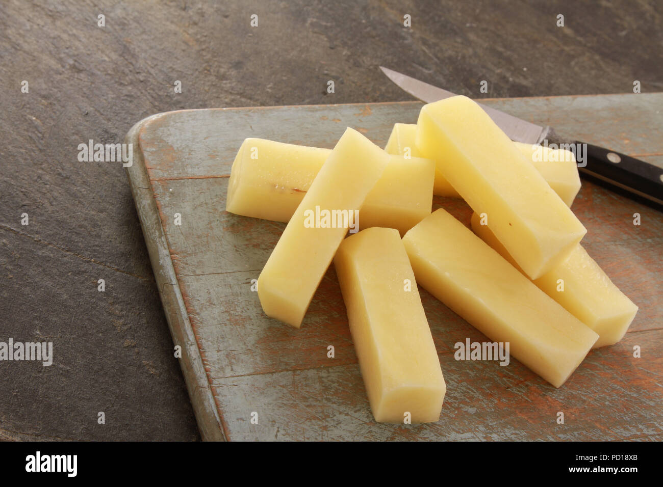 uncooked chipped potatoes Stock Photo Alamy