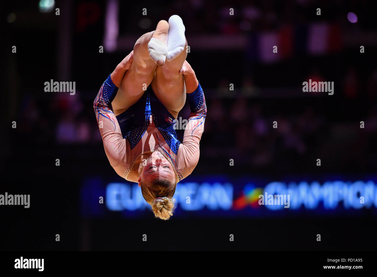Glasgow, UK. 04th Aug, 2018. CHARPY Lorette (FRA) competes on Balance Beam  in Women's Artistic Gymnastics Team Final during the European Championships Glasgow 2018 at The SSE Hydro on Saturday, 04 August 2018. GLASGOW SCOTLAND . Credit: Taka G Wu Credit: Taka Wu/Alamy Live News Stock Photo