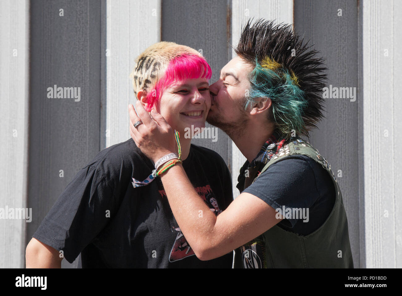 Blackpool, UK. 5 August 2018. Colourful characters at the resort Rebellion  Punk Festival. Rebellion Festival, formerly Holidays in the Sun and the  Wasted Festival is a British punk rock festival first held