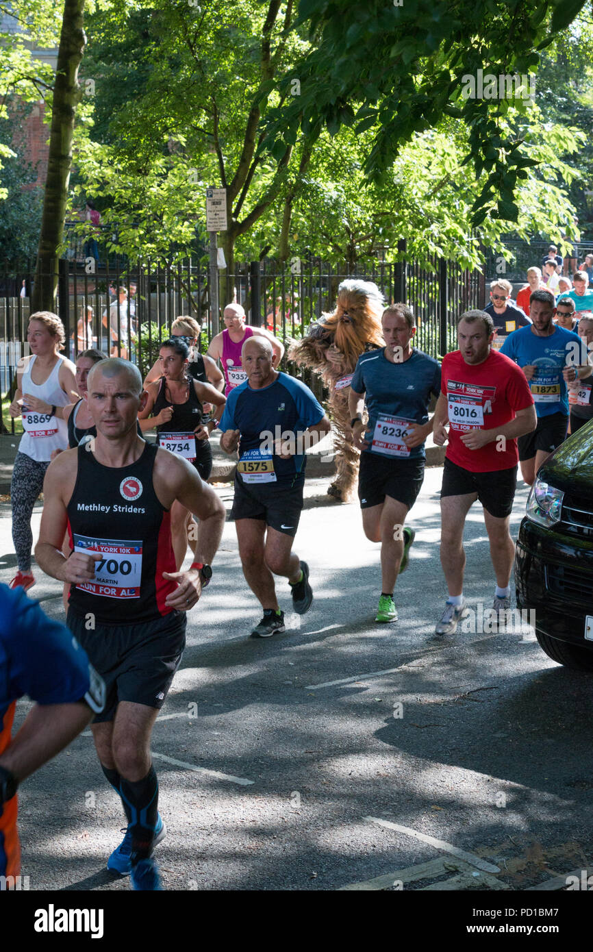 York, UK. 5th August, 2018. Runners taking part in the Jane Tomlinson Run For All 10k  racing along Terry Avenue towards Skeldergate. Credit: Ed Clews/17�Թ����� Live News. Stock Photo