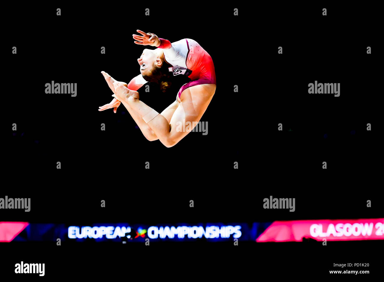 Ilaria Kaeslin (SUI) competes on Balance Beam in Women's Artistic Gymnastics Apparatus  Finals during the European Championships Glasgow 2018 at The SSE Hydro on Sunday, 05 August 2018. GLASGOW SCOTLAND . Credit: Taka G Wu Stock Photo