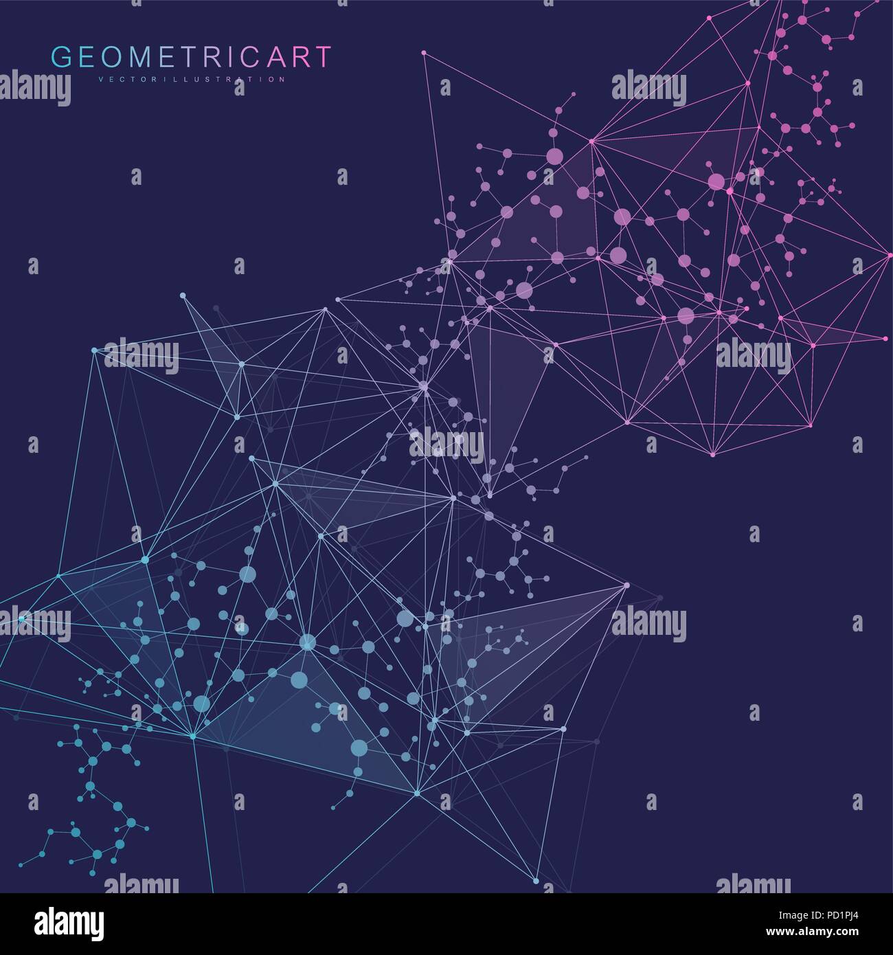 Geometric abstract background with connected line and dots. Structure ...
